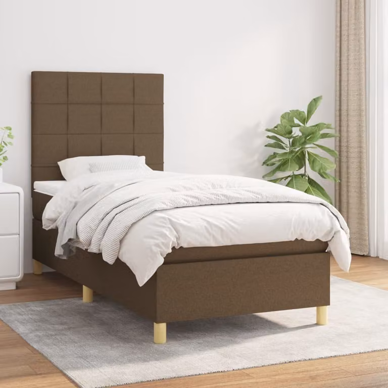 vidaXL Letto Ibrido con Giroletto a Molle e Materasso a Tasche, Marrone e Bianco, L/P/H: 203 x 100 x 128 cm