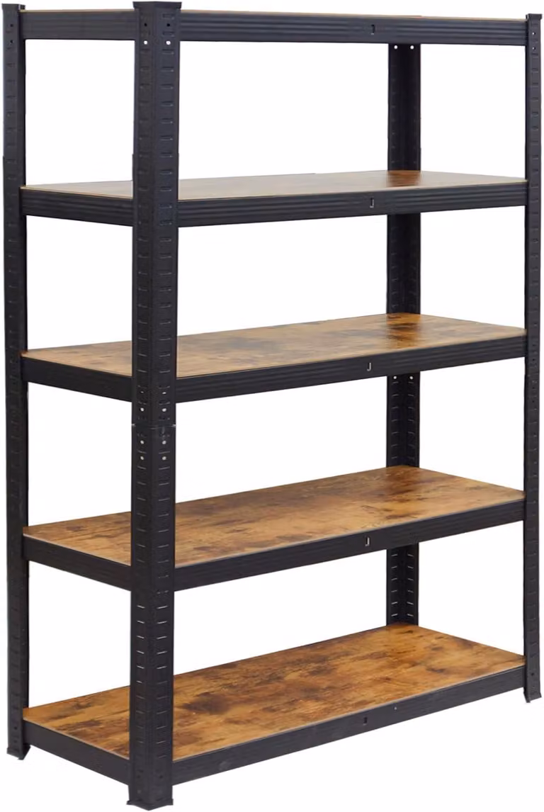 Scaffale portante robusto - capacità 500 kg - dimensioni 180x100x30 cm - aspetto legno - acciaio e MDF - colore nero - marrone