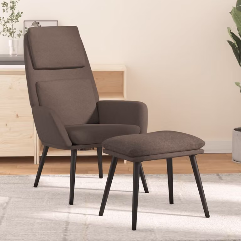 Maison Exclusive - Poltrona relax con poggiapiedi in tessuto color taupe