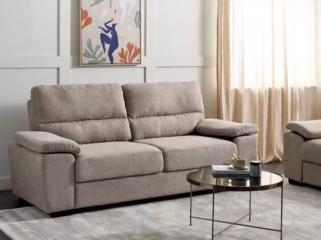 Divano a 3 posti Beliani in tessuto marrone moderno per soggiorno L: 195 cm, P: 90 cm, H: 74 cm
