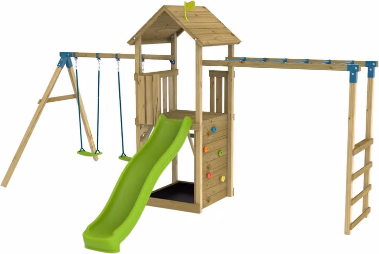 TP Toys Grattacielo 3 Torre giochi da giardino con scivolo e altalena