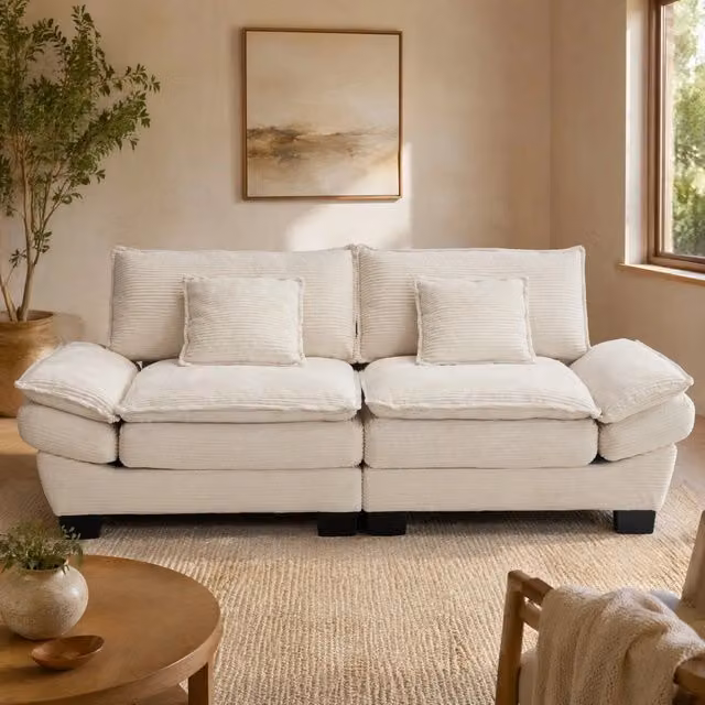 Divano 2 posti 224 x 81 x 81 cm in velluto beige HOMVRA
