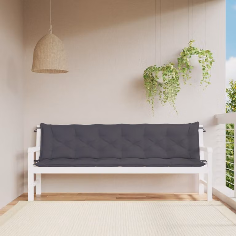 Set di 2 cuscini per panca vidaXL in tessuto Oxford antracite L: 200 cm, P: 50 cm, H: 7 cm