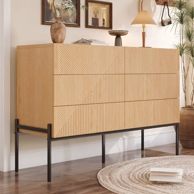 Credenza con 6 Cassetti Multifunzionale ¨C Xylo ¨C Effetto 3D, Soggiorno e Sala da Pranzo