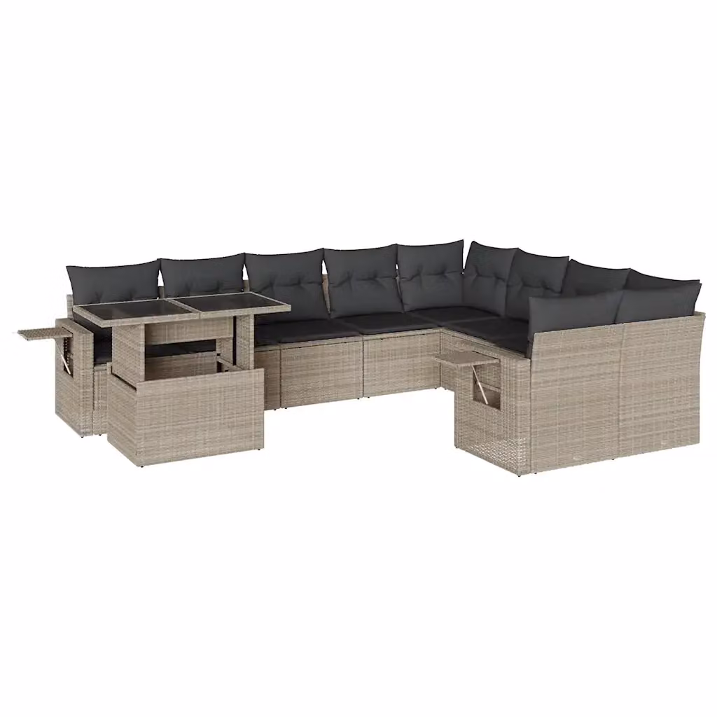 Set Divano da Giardino vidaXL 10 Pezzi in Polyrattan Grigio Antracite con Cuscini e Tavolino – 2