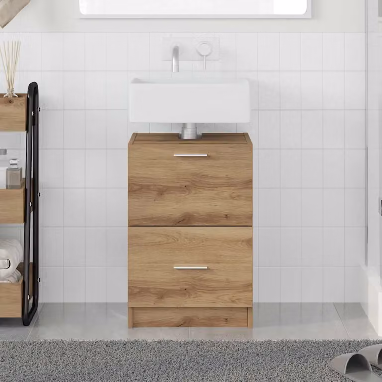 Mobile da bagno vidaXL in rovere con cassetti e ante, L/P/H: 40 x 37 x 59 cm