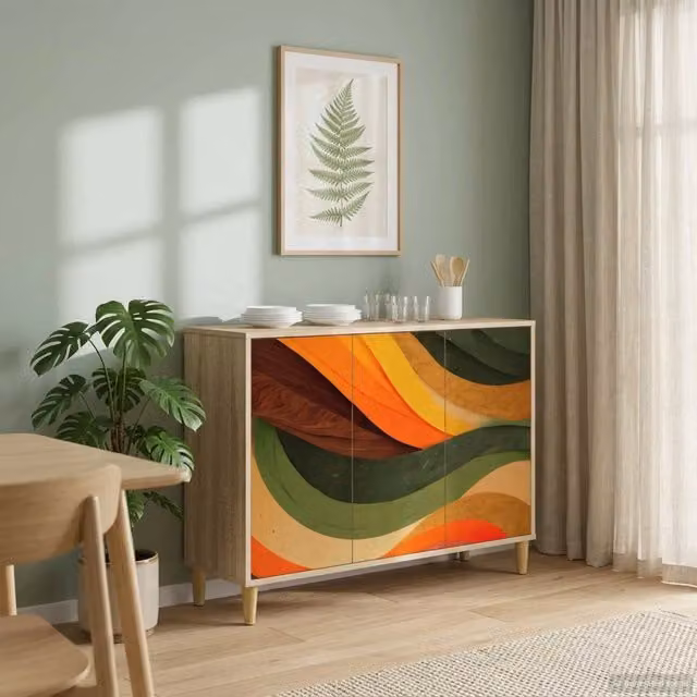 Credenza BONN vidaXL in legno ingegnerizzato marrone e multicolore L/P/H: 102 x 33 x 75 cm