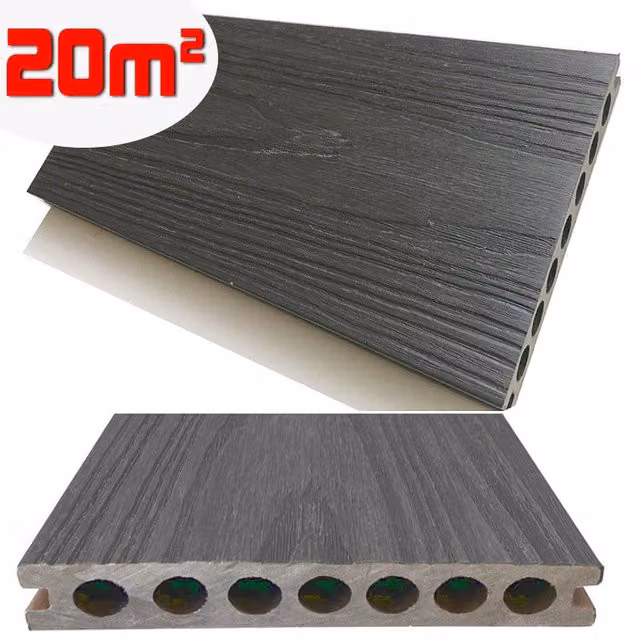 Listone WPC 3D SUPRAM HD co-estruso per decking da 20m2 colore Grigio effetto legno L: 220 cm, P: 13,8 cm, H: 2,2 cm
