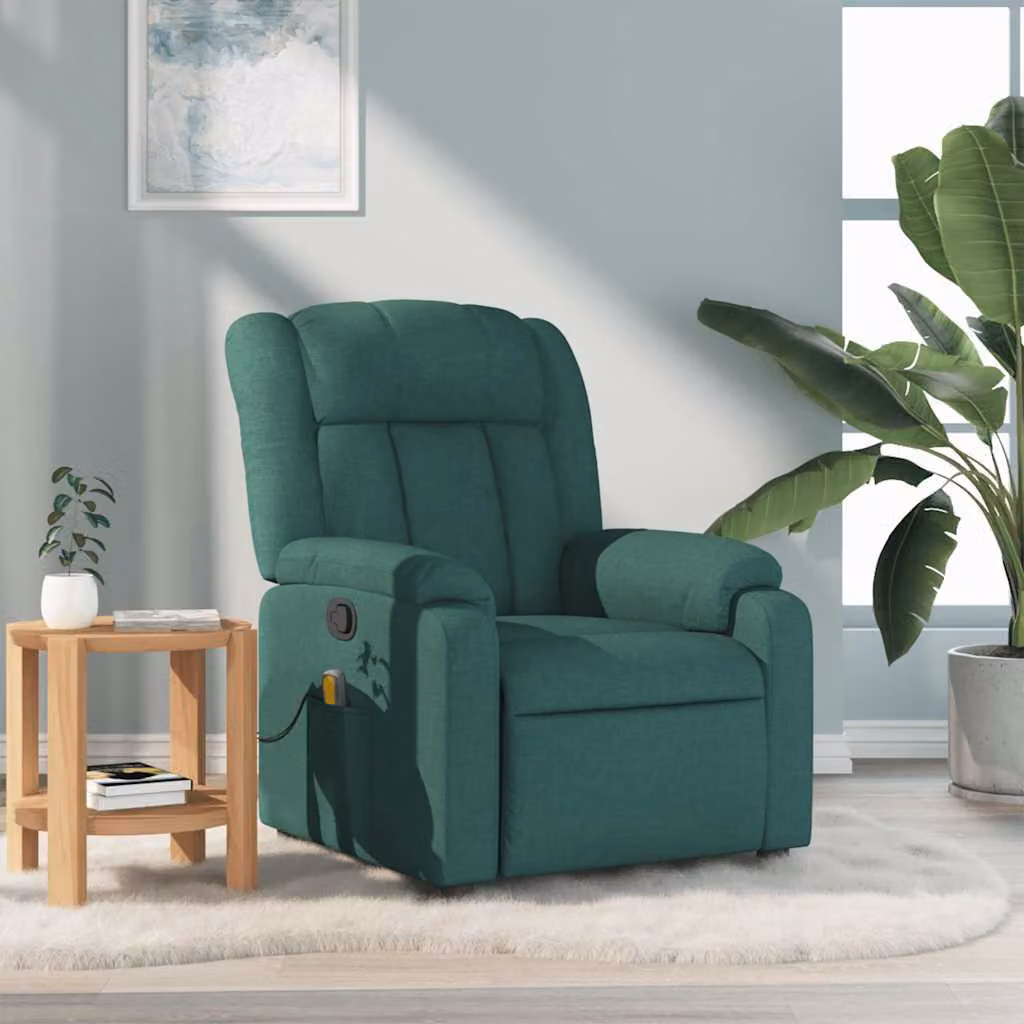 vidaXL Poltrona Relax Reclinabile Moderna in Tessuto Verde con Braccioli