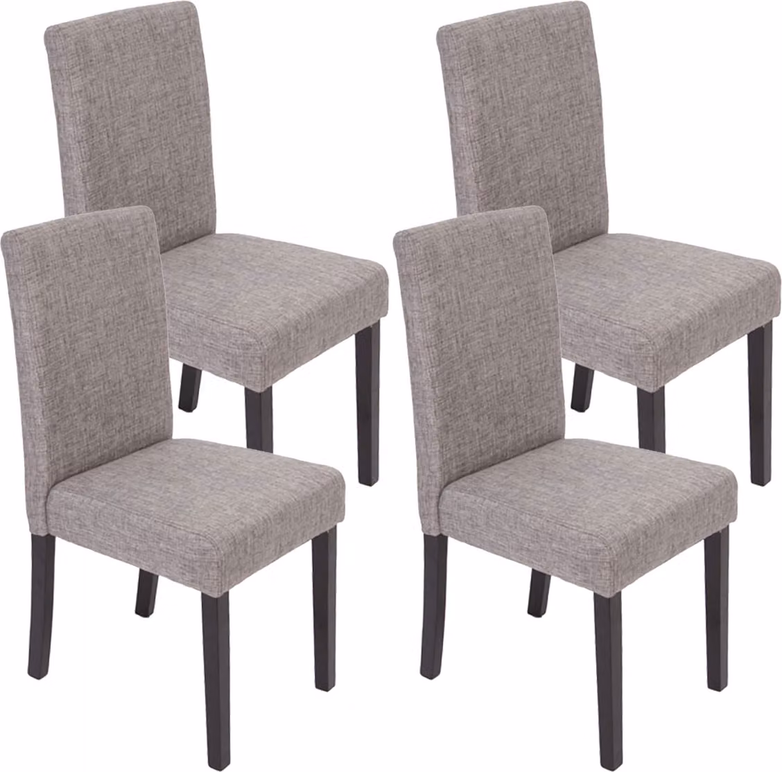 set di 4 sedie da sala da pranzo Sedia da cucina Littau ~ tessile, grigio, gambe scure