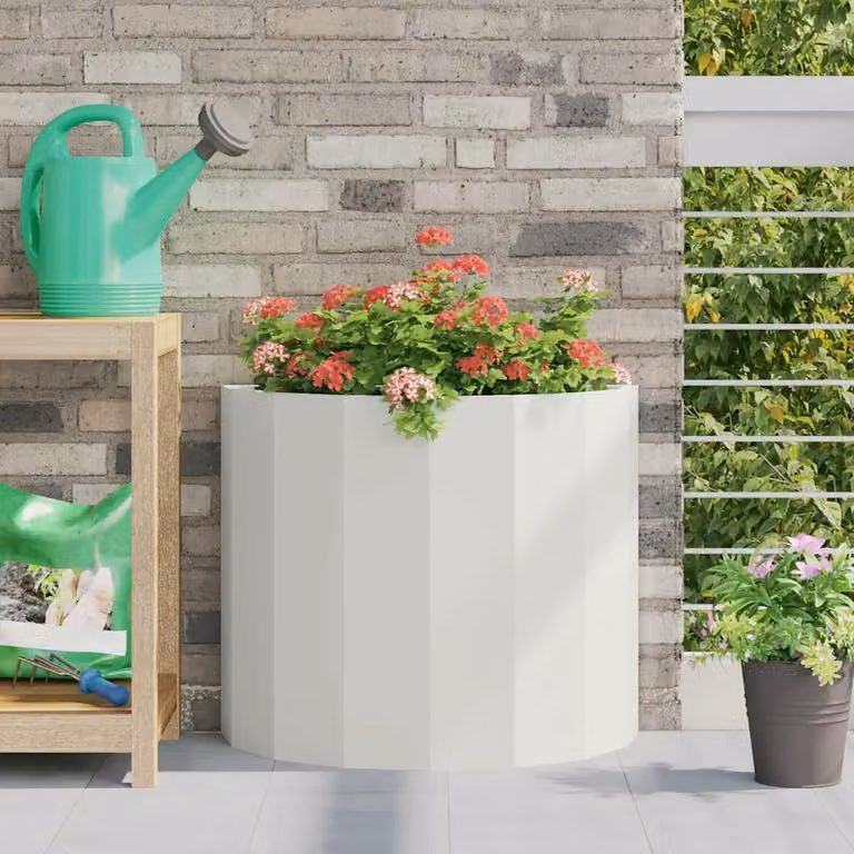Fioriera vidaXL in acciaio bianco L: 60 cm, P: 30 cm, H: 50 cm