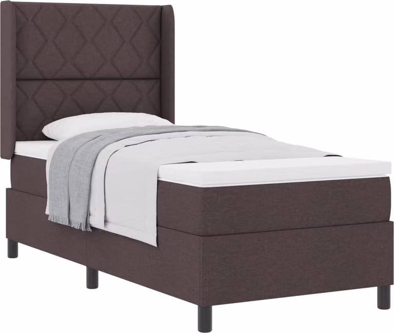 Letto a molle con materasso marrone scuro 90 x 200 cm in tessuto