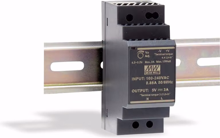 Alimentatore switching per guida DIN MEAN WELL HDR-30-24, 24 V-/1,5 A