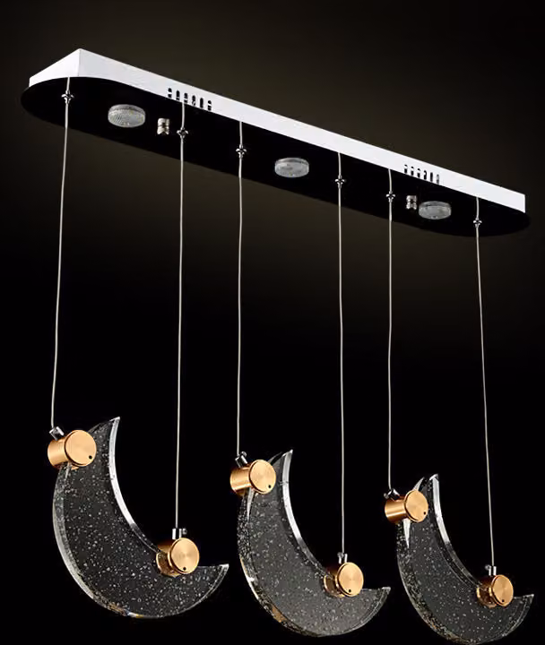 Lampada a sospensione LED 1668-3 75*10 cm H 130 cm Cristalli di luna Telecomando Colore della luce regolabile A+