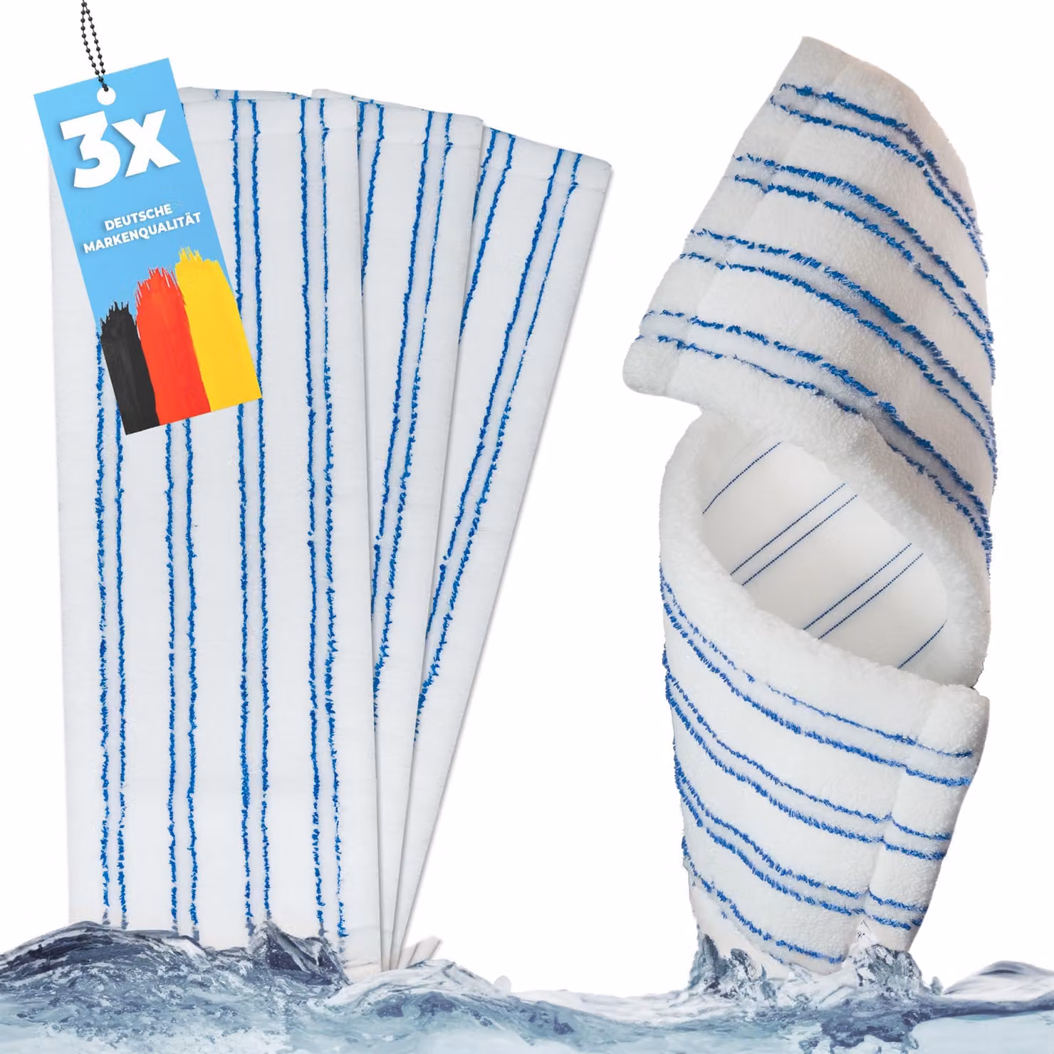 Confezione da 3 mop per la pulizia dei pavimenti, con strisce abrasive, dimensioni 42 cm, adatti a tutti i tipi di pavimento