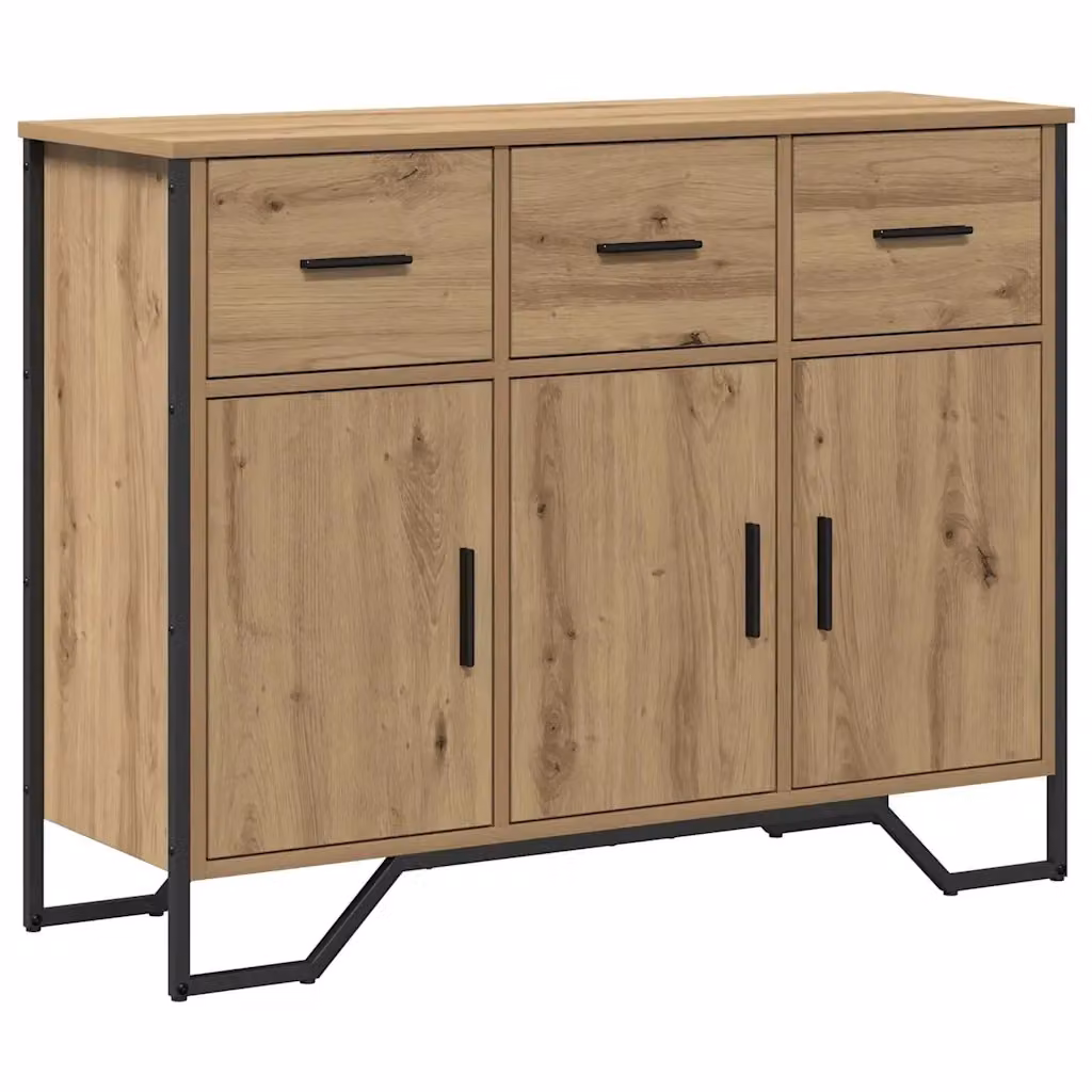 Credenza minimalista vidaXL in legno rovere marrone opaco L: 97 cm, P: 32,5 cm, H: 74,5 cm – 2
