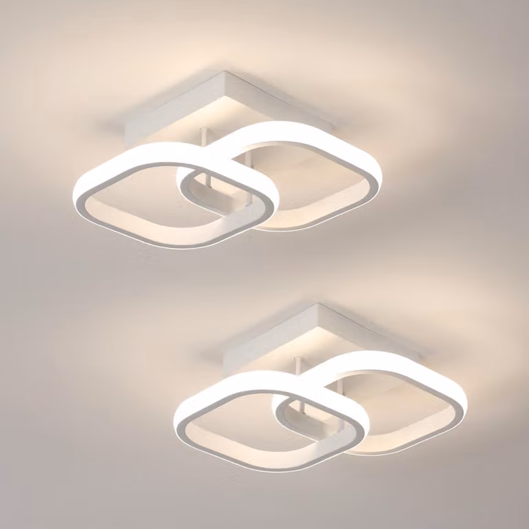Comely, confezione da 2 plafoniere LED moderni, 24W, 2700 lumen, piccole plafoniere LED quadrate, illuminazione interna per camere da letto, soggiorni, corridoi, luce naturale 4500K, colore bianco, 24 cm