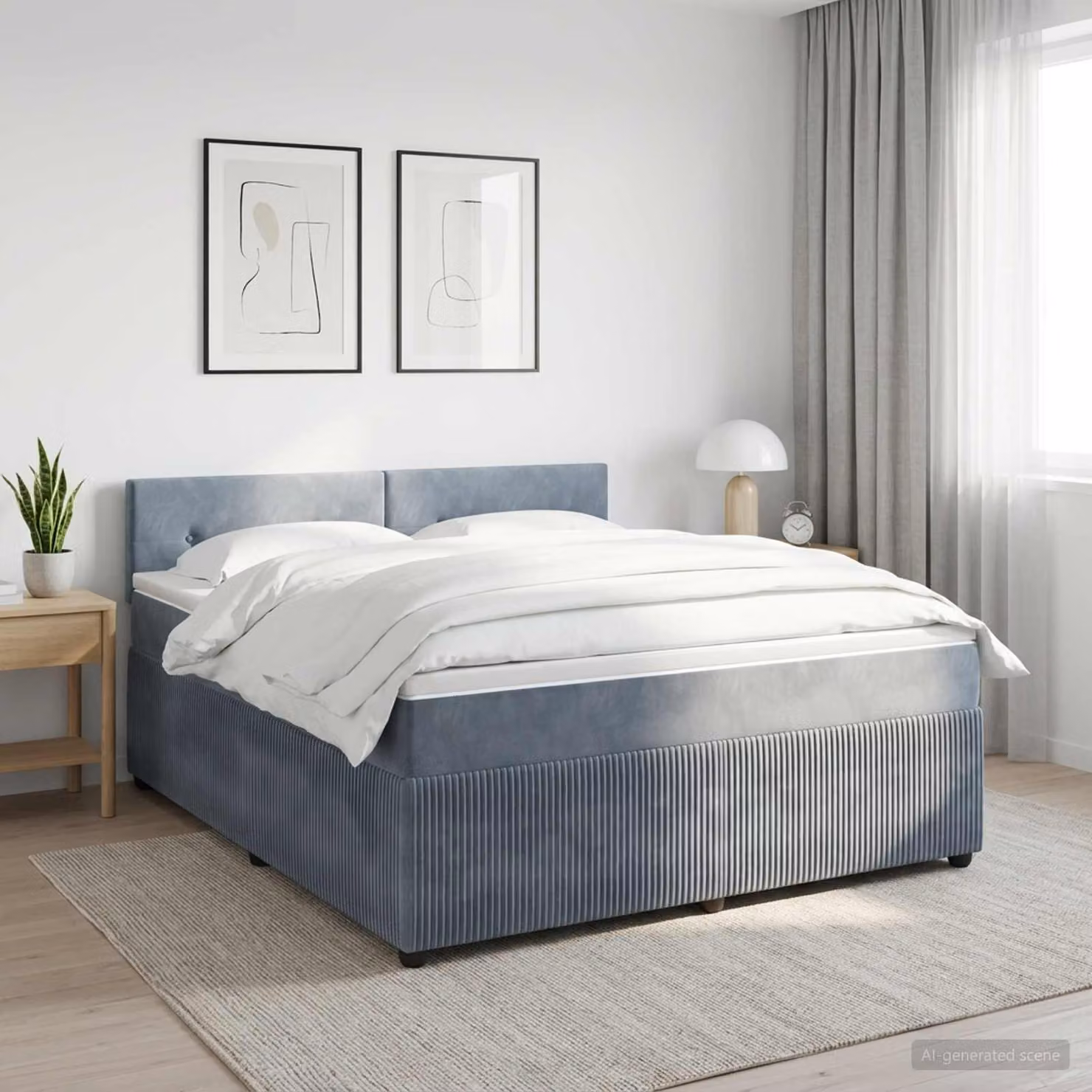 Letto box spring con materasso ibrido vidaXL in tessuto Grigio Scuro L 140 x P 200 cm