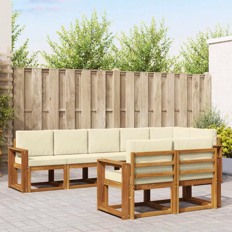 Set di divani da esterno vidaXL 8 pz in legno di acacia con cuscini, beige e marrone