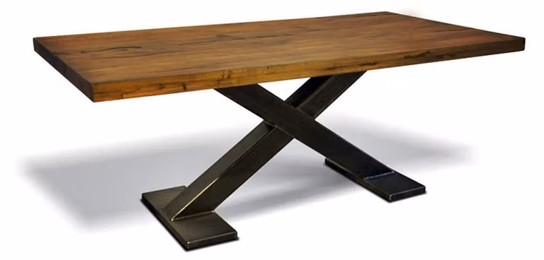 Casa Padrino tavolo da pranzo in legno massiccio con struttura in metallo - rovere - 200 cm x 100 cm x H78 cm - Versione pesante