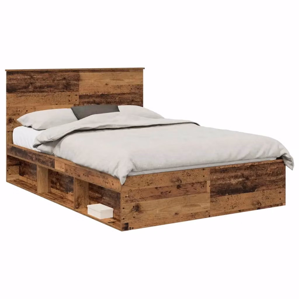 Struttura letto moderna vidaXL in pino massello color marrone L/P/H: 140 x 190 x 143 cm – 2