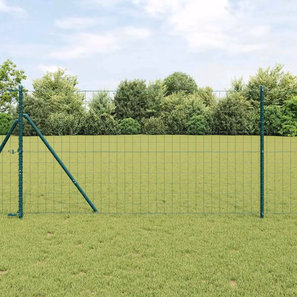 Recinzione in acciaio e PVC verde vidaXL con fissaggio a terra, L: 25 m, H: 1,2 m – 1