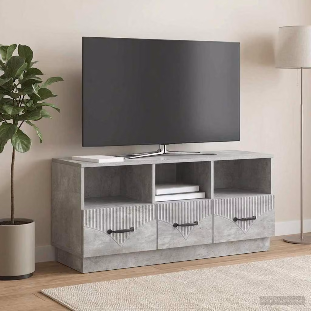 Mobile TV vidaXL con cassetto in stile moderno, Grigio Cemento, L 102 x P 34,5 x H 47 cm