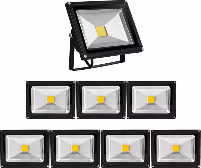 Greenmigo 8x 20W Proiettore a LED, luce bianca fredda, corpo in alluminio nero, IP65, impermeabile, lampada da parete, illuminazione diffusa, illuminazione a fascio largo, lampada da giardino a LED, faretto da esterno