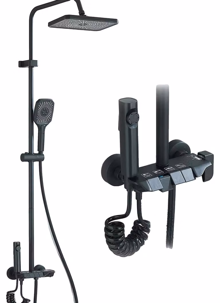 Set di rubinetteria per doccia, design moderno, installazione semplice, colore nero A2