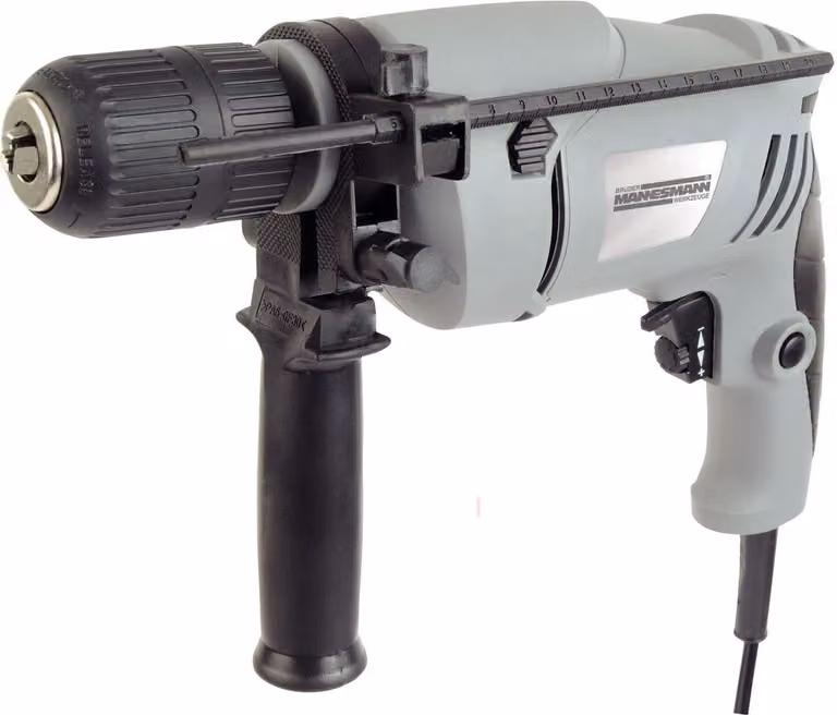 Brüder Mannesmann 12507-13 Trapano a percussione, funzionamento a rete, 600 watt, capacità di foratura di 13 mm nell'acciaio, velocità variabile, rotazione destra/sinistra