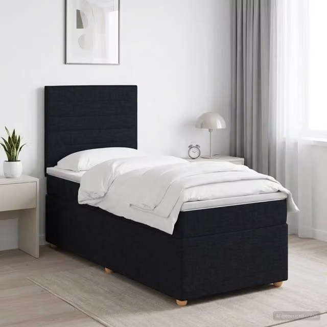 Letto box spring vidaXL con materasso a molle insacchettate e base contenitore, colore nero, L/P: 100 x 200 cm