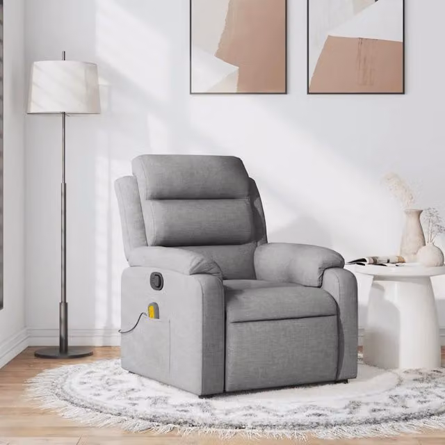 Poltrona Relax Reclinabile vidaXL in Tessuto Grigio con Braccioli e Regolazione Manuale
