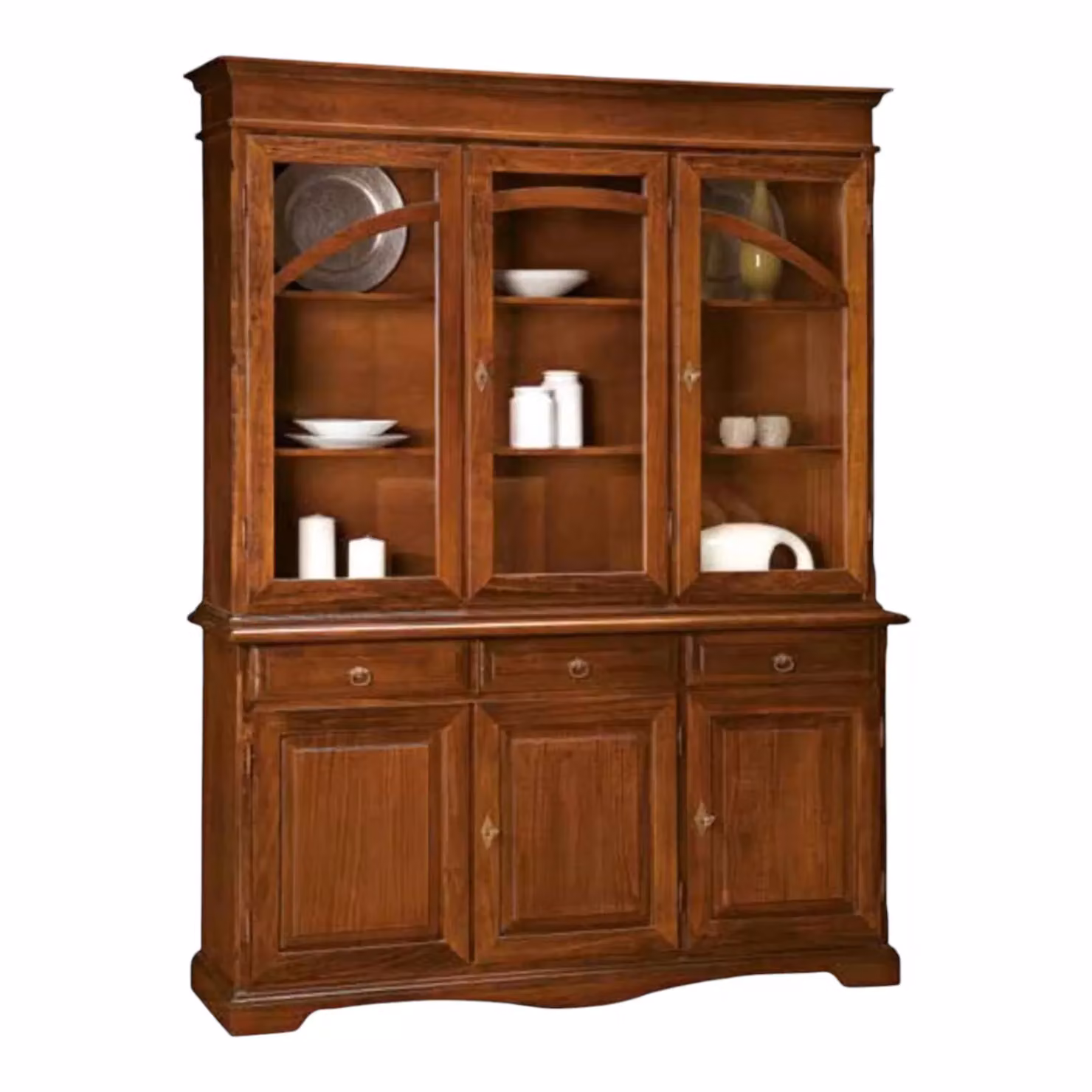 Cristalliera in stile arte povera Mobili 2G in legno e vetro color noce L: 156 cm, P: 42 cm, H: 205 cm – 3