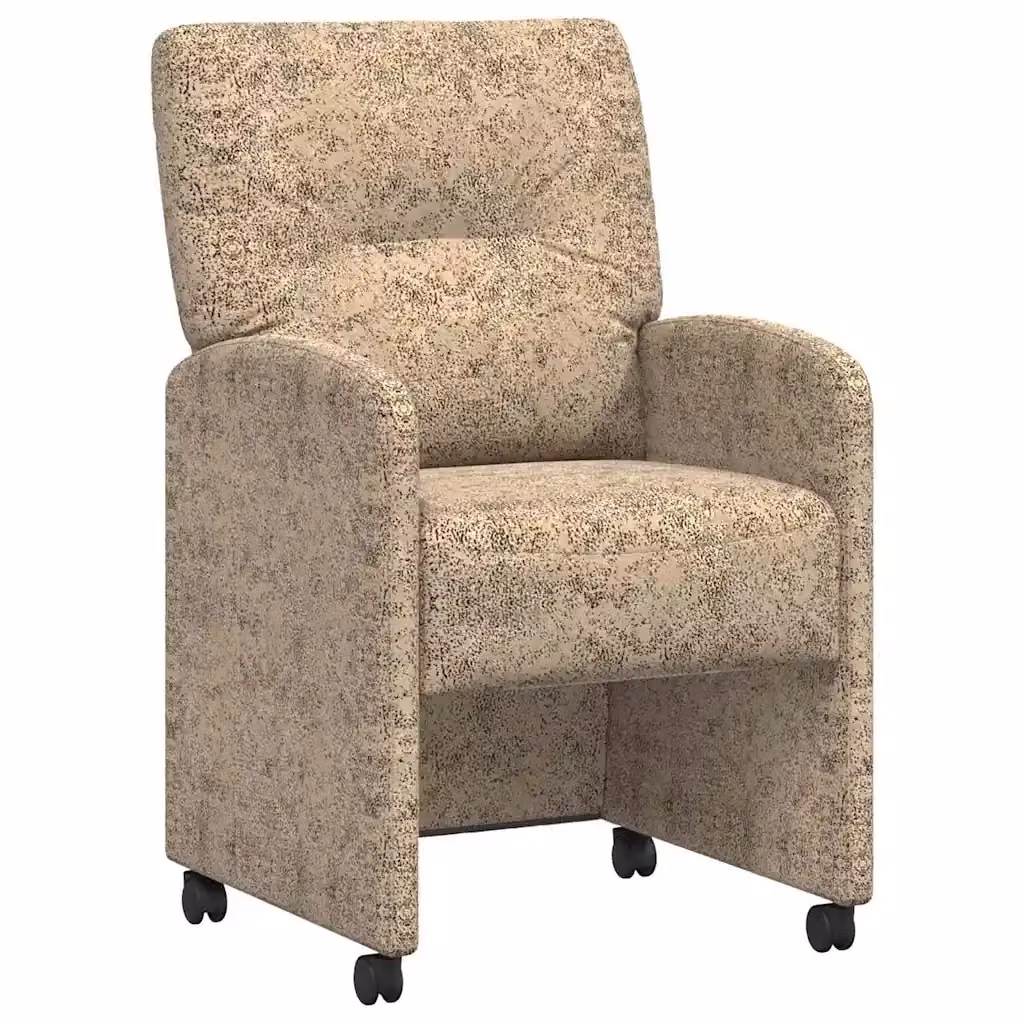 Set di 2 sedie da pranzo moderne vidaXL con ruote e braccioli in ecopelle e tessuto, colore grigio e beige, L/P/H: 57 x 67 x 95 cm – 2