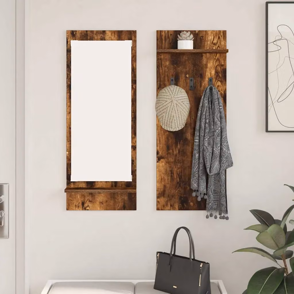 Appendiabiti a muro moderno vidaXL in legno Rovere fumé, L 70 cm x P 10 cm x H 90 cm