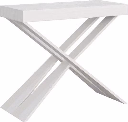 Consolle allungabile Diagis Small in bianco frassino con telaio bianco L/P/H: 90 x 40 / 196 x 77 cm