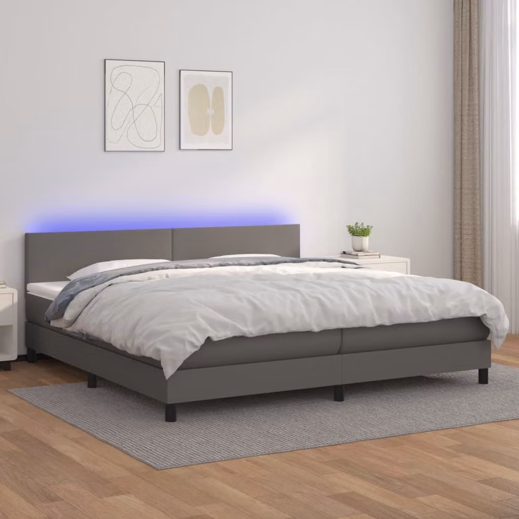Maison Exclusive - Giroletto Molle con Materasso e LED Grigio 200x200cm Pelle finta
