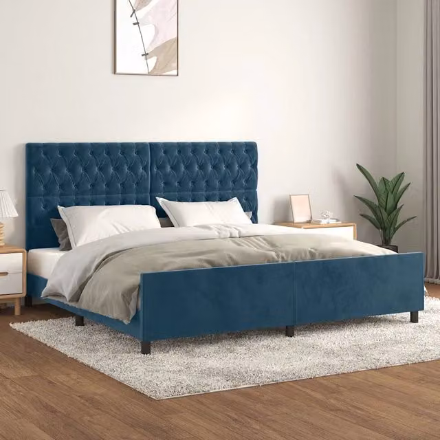 Giroletto senza Materasso Blu Scuro 200x200 cm in Velluto 3125962