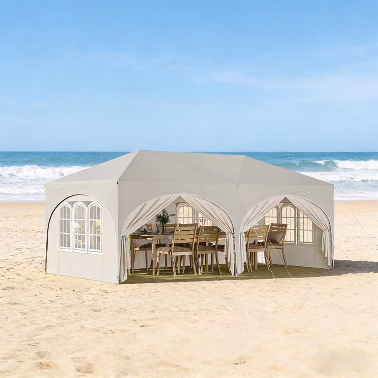 Gazebo pieghevole 3x6 metri con 6 pareti laterali, altezza regolabile, impermeabile, protezione UV, ideale per feste, con borsa per il trasporto
