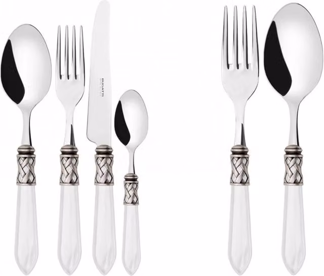 ALADDIN Ghiera Argento Anticato, Posate Set 50 pz, Scatola Legno