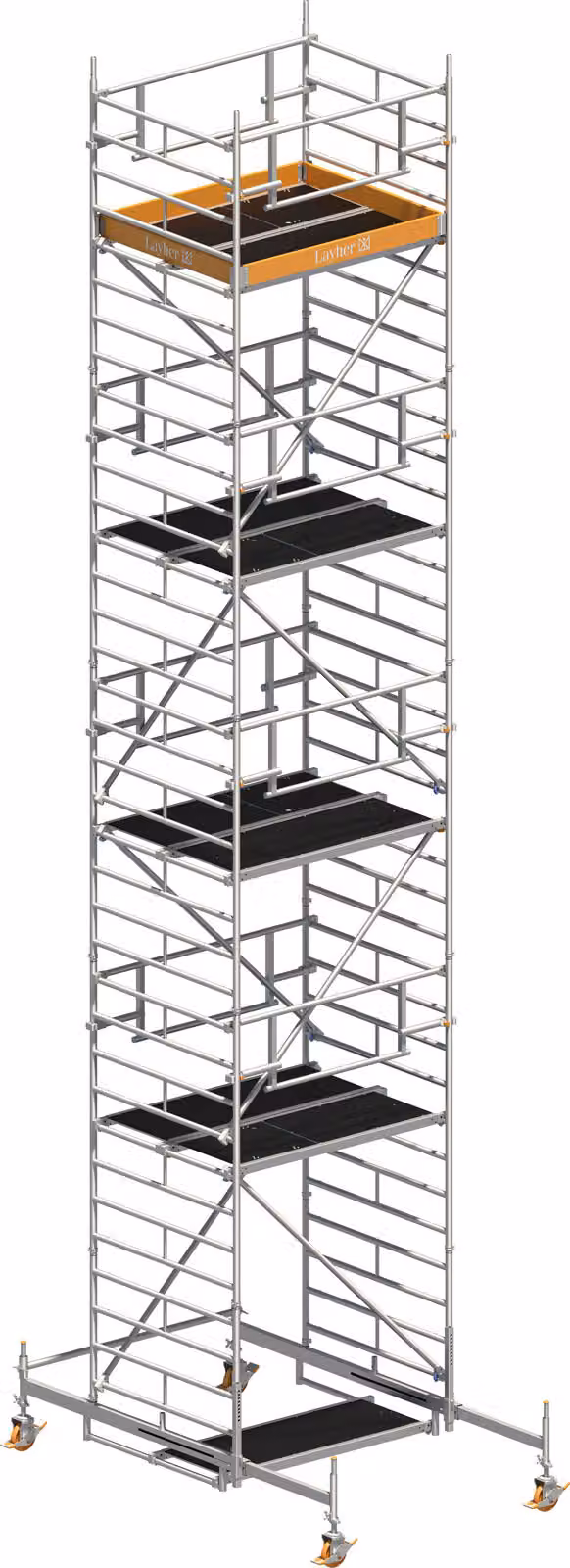 Ponteggio mobile Layher Uni Kompakt P2 Safety Plus con doppia ringhiera 10,38 m AH