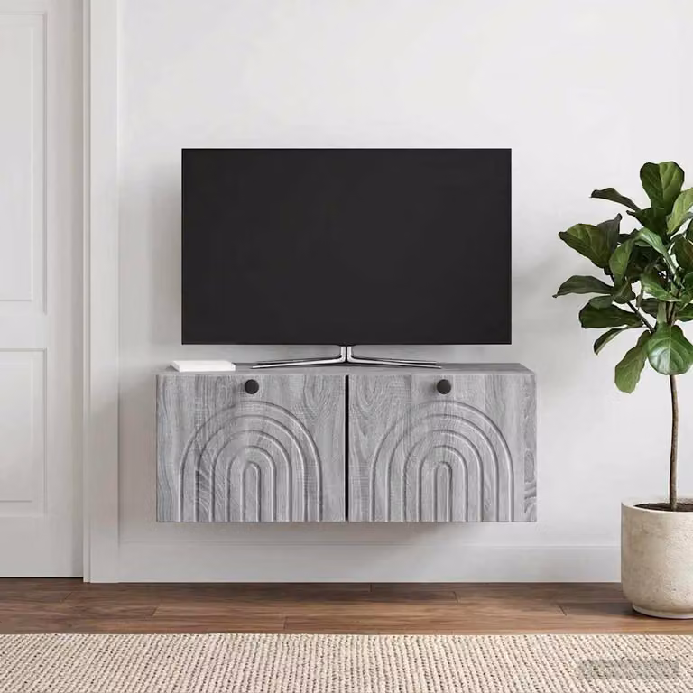 vidaXL Mobile Porta TV da Muro Grigio, L 78,5 x P 31 x H 30 cm