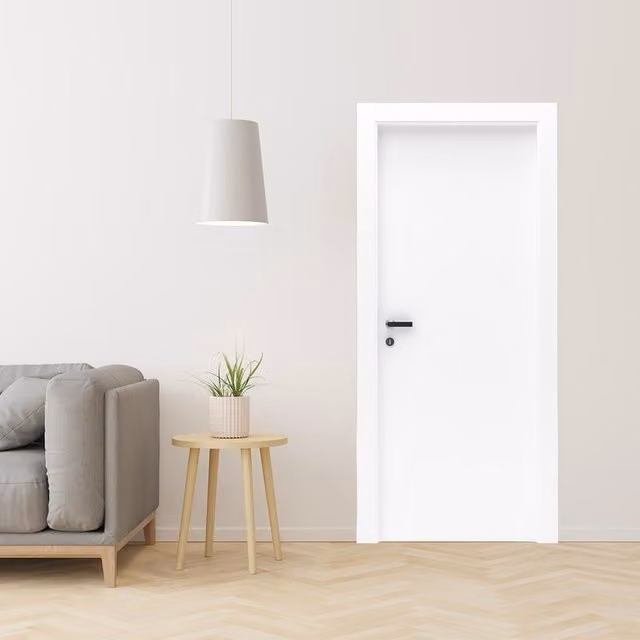 Porta interna a battente Matt Leroy Merlin in legno bianco, L 90 cm x H 210 cm, apertura reversibile e design moderno