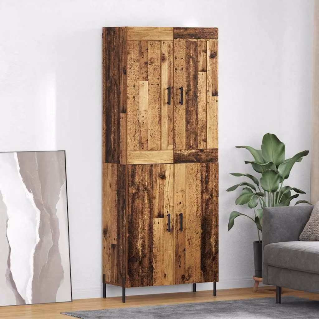 Set di 2 credenze vidaXL in legno vecchio e metallo, colore marrone, L/P/H: 69,5 x 34 x 180 cm