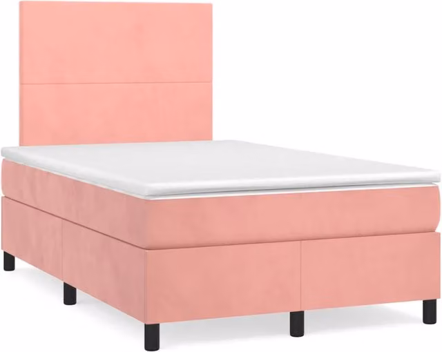 Giroletto a Molle con Materasso Rosa 120x190 cm in Velluto 3269988