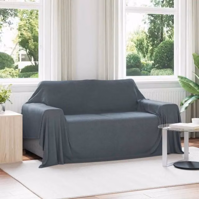 Set di 6 coperte in pile vidaXL grigio, morbide e facili da curare, L: 280 cm x P: 210 cm