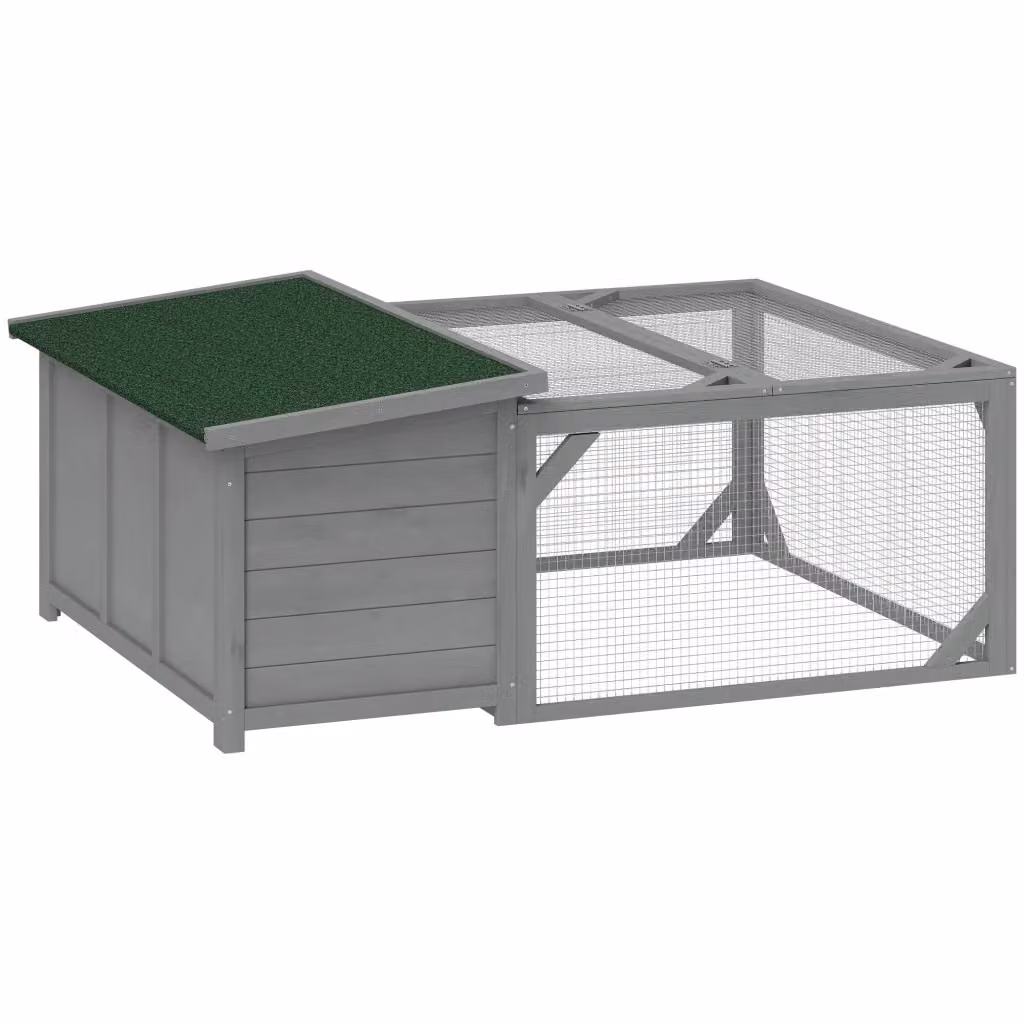 Gabbia per conigli in legno Aprile Minimal Grigio L: 125,5 cm, P: 100 cm, H: 49 cm – 2