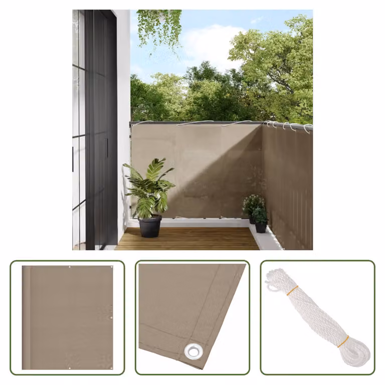 The Living Store Paravento per balcone Taupe 120x700 cm 100 % poliestere Oxford
