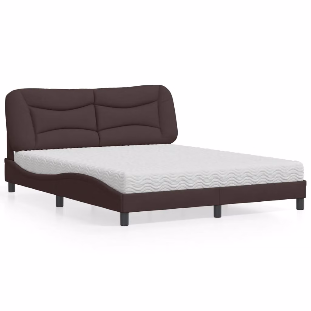 Letto con materasso "Hvar" in tessuto marrone scuro 160x200 cm