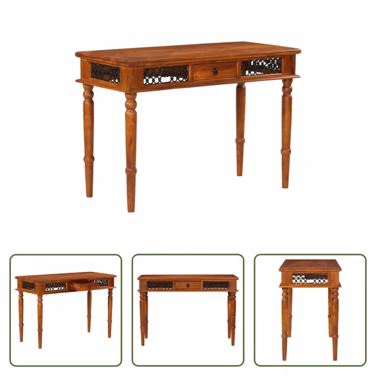 The Living Store Scrivania con cassetto 110x50x76 cm in legno massiccio di acacia